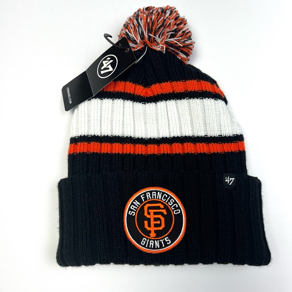 '47  San Francisco Giants Plateau Cuffed Knit Beanie Hat with Pom Men's Sz OS